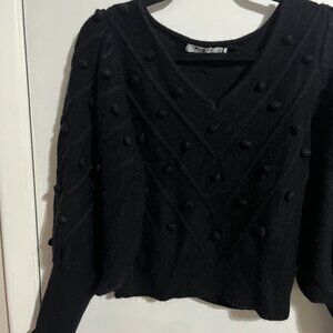 NA-KD BLACK PUFF SLEEVE SWEATER SZ L
